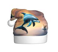YYHWHJDE winter the dolphin Prints Christmas Hat for Adult Soft, lightweight Holiday party use
