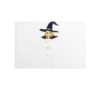 YYHWHJDE Witch's Hat Skeleton Prints Placemats Set of 6 12x18in - Elevate Every Meal with Durable & Customizable Table Layers