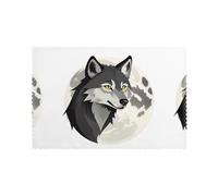 YYHWHJDE Wolf and The Moon Prints Placemats Set of 6 12x18in - Elevate Every Meal with Durable & Customizable Table Layers