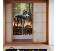 YYHWHJDE Wolf In Flames Pattern Curtain two Pieces Spliced 34x56in Fabric curtains, room dividers Fabric, Smooth & Not Easily Wrinkled