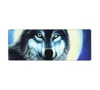 YYHWHJDE Wolf Under Moon Pattern Extra Large Mouse Pad, Computer Office Anti Slip Gaming Keyboard Thickened Version 12x31.5in