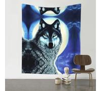 YYHWHJDE wolf under moon Prints 60x51in Wall Tapestry - Lightweight Polyester Throw for Dorm Decor, Beach Blanket & Room Layering