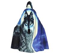 YYHWHJDE Wolf Under Moon Prints Halloween Adult Hooded Cape Men'S And Women'S Clothing Mantle Role-Playing