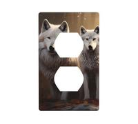 YYHWHJDE Wolves Family Pattern Double Socket Wall Panel Decorative for Residential and Commercial Areas 4.5x2.76in