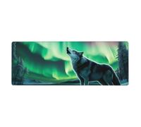 YYHWHJDE Wolves Howl in The Northern Lights Prints Extra Large Mouse pad Mousepad 12x31.5in for Office Gaming Learning