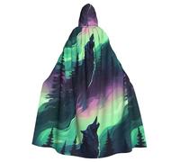YYHWHJDE Wolves Howl In The Northern Lights Prints Halloween Adult Hooded Cape Men'S And Women'S Clothing Mantle Role-Playing