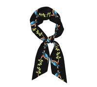YYHWHJDE Women's Fashion Scarf Kingfisher on the branch Pattern Satin Headscarf Chic Tie, Hair Scarf, Wristband