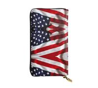 YYHWHJDE Women's Long Leather Wallet with Zipper Coin Pocket | Durable Faux Leather Organizer Gift For Ladies Girls American Flag Pattern