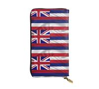 YYHWHJDE Women's Long Leather Wallet with Zipper Coin Pocket | Durable Faux Leather Organizer Gift For Ladies Girls Flag Of Hawaii American Printing
