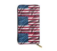 YYHWHJDE Women's Long Leather Wallet with Zipper Coin Pocket | Durable Faux Leather Organizer Gift For Ladies Girls American Flag Printing