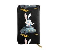 YYHWHJDE Women's Long Leather Wallet with Zipper Coin Pocket | Durable Faux Leather Organizer Gift For Ladies Girls Little White Rabbit On A Picnic Printing