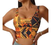 YYHWHJDE Women's Sports Bra Elastic Sports Vest Yoga Tank Top Tops Shirts Quick Dry Fabric african style patchwork Printing, Black, L