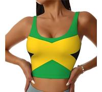 YYHWHJDE Women's Sports Bra Elastic Sports Vest Yoga Tank Top Tops Shirts Quick Dry Fabric jamaica flag Prints, Black, M