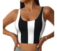YYHWHJDE Women's Sports Bra Elastic Sports Vest Yoga Tank Top Tops Shirts Quick Dry Fabric stripes black white Printing, Black, XXL