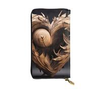 YYHWHJDE Wood Heart Printed Quality Leather Long Clutch Wallet Designed for Fashion Girls and Women Stylish 7.48 x 4.13 in