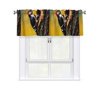 YYHWHJDE Woodpecker Pecking at Tree Holes Prints Short Curtains with Valance Rod 54x18in Home Decor for Kitchen Bathroom Laundry Room Studio Upper Window
