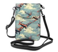 YYHWHJDE World War 2 Aircraft Airplane Prints Small Leather Women'S Crossbody Flip Phone Bag, Waterproof And Durable