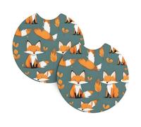 YYHWHJDE Yellow fox Prints Car Cup Coasters 2-Pack - The Ideal Housewarming Gift for Car Owners - High-Grade Neoprene Throw, Effortless Style & Protection