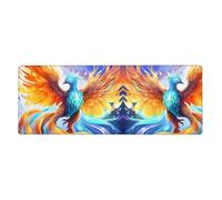 YYHWHJDE Yellow Gradient Phoenix Picture Extra Large Mouse Pad, Computer Office Anti Slip Gaming Keyboard Thickened Version 12x31.5in