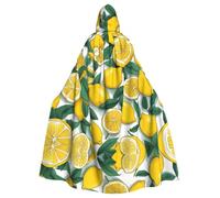 YYHWHJDE Yellow Lemon Pattern Halloween Adult Hooded Cloak for Party Costume Cosplay Stage Masquerade Theme Dance Comic Con