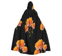 YYHWHJDE Yellow Moonflower Pattern Halloween Adult Hooded Cloak for various party and carnival settings