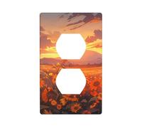 YYHWHJDE Yellow Sunflowers at Sunset Pattern Double Socket Wall Panel Decorative is Durable and Suitable for Socket Light Switch Accessories 4.5x2.76in