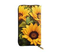 YYHWHJDE Yellow Sunflowers Printing Quality Leather Long Clutch Wallet Designed for Fashion Girls and Women Stylish 7.48 x 4.13 in