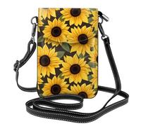 YYHWHJDE Yellow Sunflowers Prints Small Leather Women'S Crossbody Flip Phone Bag, Waterproof And Durable