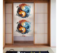 YYHWHJDE yin yang fire water Pattern Curtain 2 Pcs Spliced 34x56in Good Drape, Smooth and Not Easily Wrinkled, Fabric curtains, room dividers