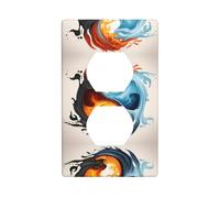 YYHWHJDE yin yang fire Water Pattern Double Socket Wall Panel Decorative is Durable and Suitable for Socket Light Switch Accessories 4.5x2.76in