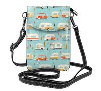 YYHWHJDE You Make Me Happy Camper Trailer Prints Small Leather Women'S Crossbody Flip Phone Bag, Waterproof And Durable