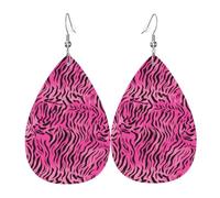 YYHWHJDE zebra tiger leopard pink Prints Drip Leather Earrings - Chic Faux Leather Drops for Holiday & Everyday Glam