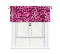 YYHWHJDE Zebra Tiger Leopard Pink Prints Kitchen Tier Curtains 54x18 - Peach Skin Window Layers for Soft Light & Easy Style
