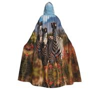 YYHWHJDE Zebras on South Africa Picture Halloween Adult Hooded Cloak for Role-Playing, Costumes, and Theme Parties