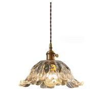YYingYYue 32 * 19cm, Creative Pendant Lights in Petal Shape Brass Glass Chandelier, Highly Translucent Glass Pendant Lamps, Decorated Kitchen Island Ceiling Pendant Lamps