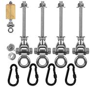 Yyiwhmy 4-Pack Stainless Steel Swing Hangers Kit with 1500 LBS Load Capacity, Silent 180° Swing Heavy Duty Hanging Hardware with Carabiners for Porch Swing, Hammock, Sandbag, Indoor Outdoor Use