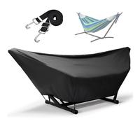 YYJAILZQ Hammock Cover Waterproof,10-15FT Outdoor Hammock Covers with Elastic Ropes,Adjustable Buckle and Zip,420D Oxford HammockBeds Cover for Garden,Patio,Beach Hammocks Stand (Black, 9-10FT)