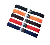 YYJzsw 1pcs 16 18 20 22 24 Mm New Silicone Rubber Stripe Watch Strap Fashion Watch Band Deployment Buckle Waterproof BLack Watchband(B2 Red,16mm)