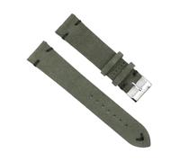 YYJzsw Genuine Leather Suede Watch Strap Retro Watchband 18mm 19mm 20mm 22mm Gray Blue Accessories(Green-black wire,22mm)