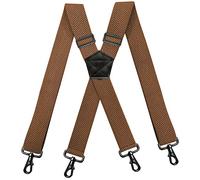 YYKSYDPT 1.5Inch Suspenders,Heavy Duty Work Suspenders Men,Sturdy Suspender with 4 Carabiner Hooks Adjustable Elastic X Shape Mens Braces for men Trousers (Brown)
