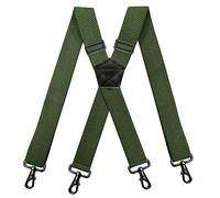YYKSYDPT 1.5Inch Suspenders,Heavy Duty Work Suspenders Men,Sturdy Suspender with 4 Carabiner Hooks Adjustable Elastic X Shape Mens Braces for men Trousers (Military Green)