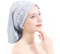 YYKSYDPT 100% Mulberry Silk Hair Cap Silk Bonnet for Sleeping Long Curly Hair Sleeping Cap Hair No Longer Frizzy and Tangled Silk Sleeping Cap (Silver)