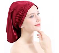 YYKSYDPT 100% Mulberry Silk Hair Cap Silk Bonnet for Sleeping Long Curly Hair Sleeping Cap Hair No Longer Frizzy and Tangled Silk Sleeping Cap (Burgundy)