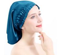 YYKSYDPT 100% Mulberry Silk Hair Cap Silk Bonnet for Sleeping Long Curly Hair Sleeping Cap Hair No Longer Frizzy and Tangled Silk Sleeping Cap (Blue 2)