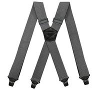 YYKSYDPT Braces Heavy Duty Work Suspenders for Men Airport Friendly 1.5 Inch Wide X-Back with 4 Plastic Clips Gripper Clasps Adjustable Elastic Trouser Pants Hidden Under Shirt or Outside (Dark Grey)