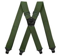 YYKSYDPT Braces Heavy Duty Work Suspenders for Men Airport Friendly 1.5 Inch Wide X-Back with 4 Plastic Clips Gripper Clasps Adjustable Elastic Trouser Pants Hidden Under Shirt or Outside (Army green)