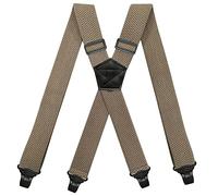 YYKSYDPT Braces Heavy Duty Work Suspenders for Men Airport Friendly 1.5 Inch Wide X-Back with 4 Plastic Clips Gripper Clasps Adjustable Elastic Trouser Pants Hidden Under Shirt or Outside (Khaki)
