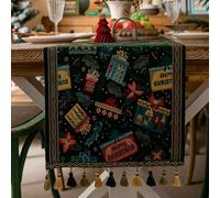 YYKSYDPT Christmas Table Runner,Snowman Jacquard Table Runner for Dining Table With Tassel,Xmas Table Decorations Holiday Kitchen Decora for Indoor Outdoor Home Party Decor (07, 35*220 cm / 14*87 in)
