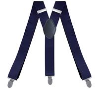 YYKSYDPT Mens Braces with 3 Strong Metal Clips Y Style Wide 3.5 cm Heavy Duty Suspenders Trouser Braces Adjustable and Elastic for Men and Women (Nevy Blue)