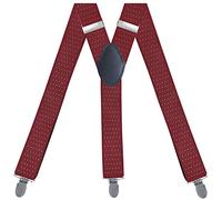 YYKSYDPT Mens Braces with 3 Strong Metal Clips Y Style Wide 3.5 cm Heavy Duty Suspenders Trouser Braces Adjustable and Elastic for Men and Women (Dotted Wine)